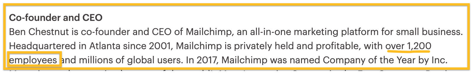 Mailchimp is a huge company with more than 1200 employees