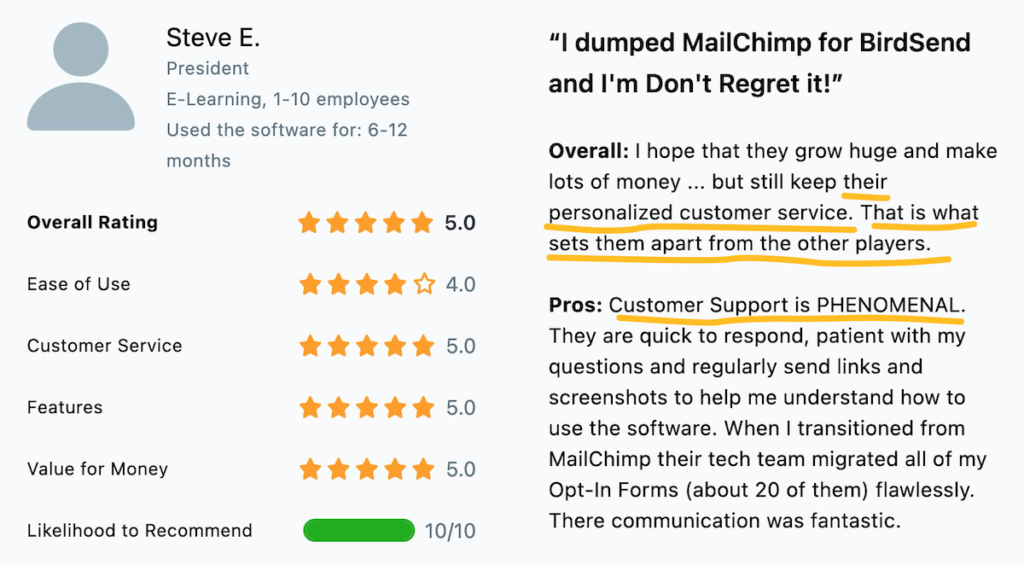 review by customer about customer support