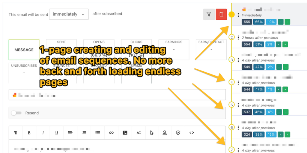 build emails super fast using the 1-page sequence builder