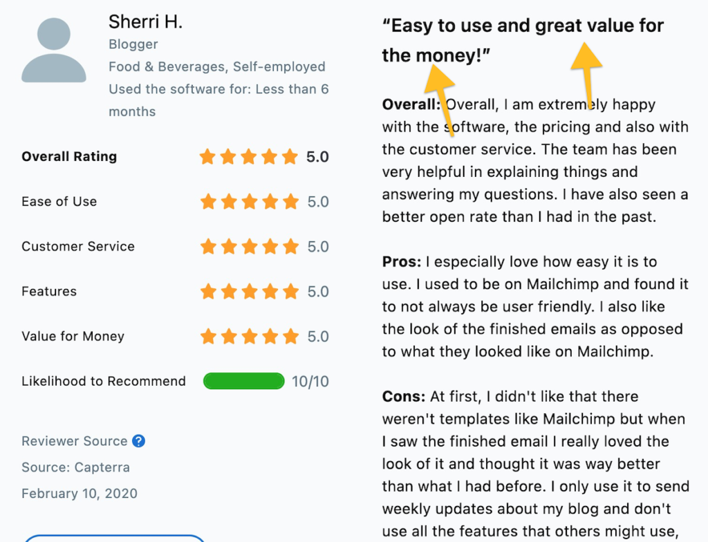 value for money rating for this email automation platform