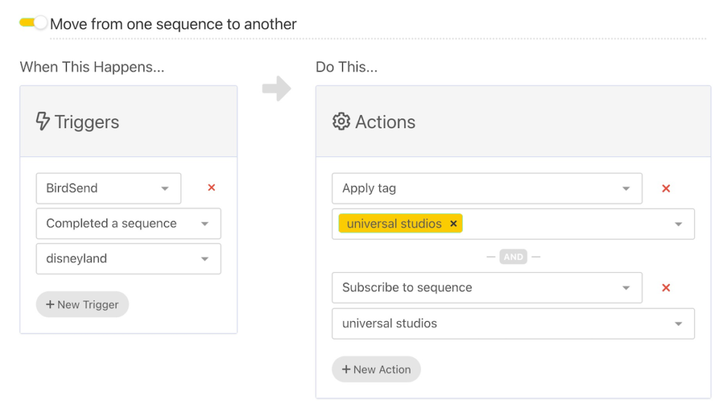 set up sequence email automation trigger step 2